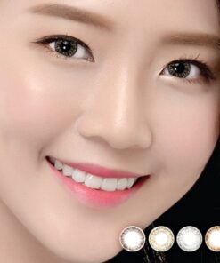 A woman with different Colorpia PEONY Series cosmetic colored lenses